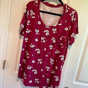 Market and Spruce Maroon Floral Top
